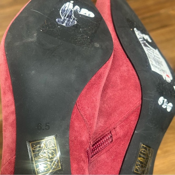 Jeffrey Campbell Nixie Pointed Toe Red Suede Stiletto Heel Bootie Size 6.5 - Picture 7 of 7